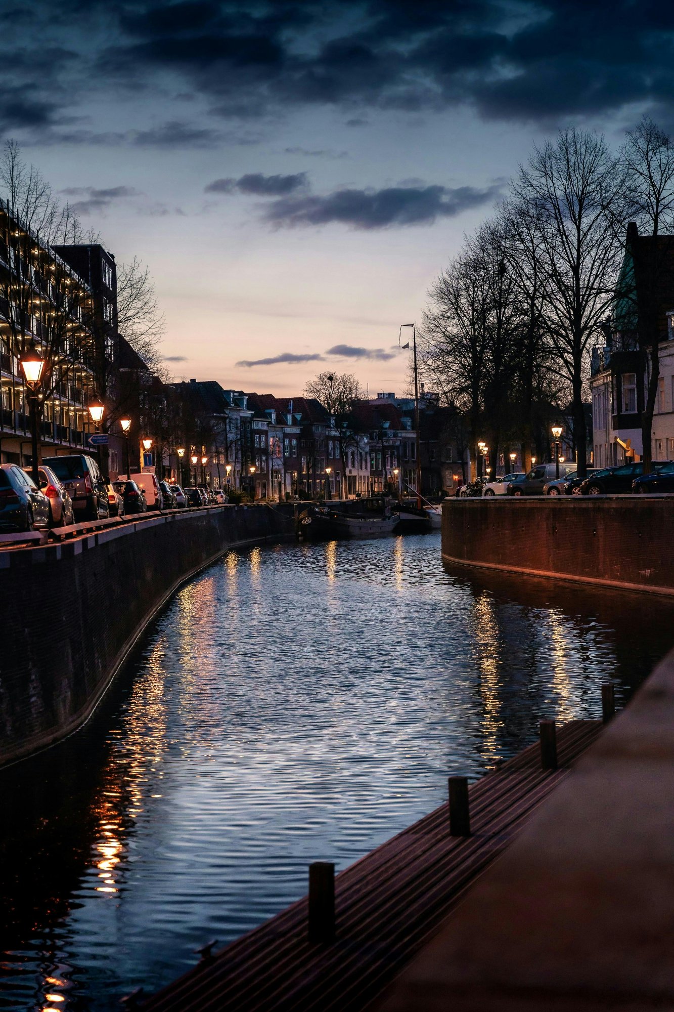 Dutch canal at dusk