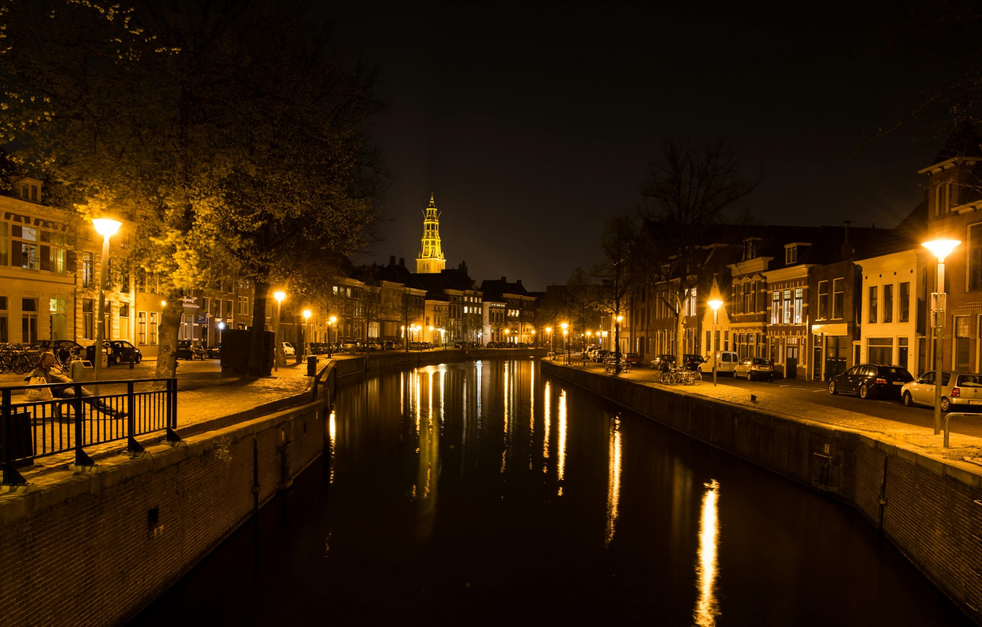 Dutch canal at night